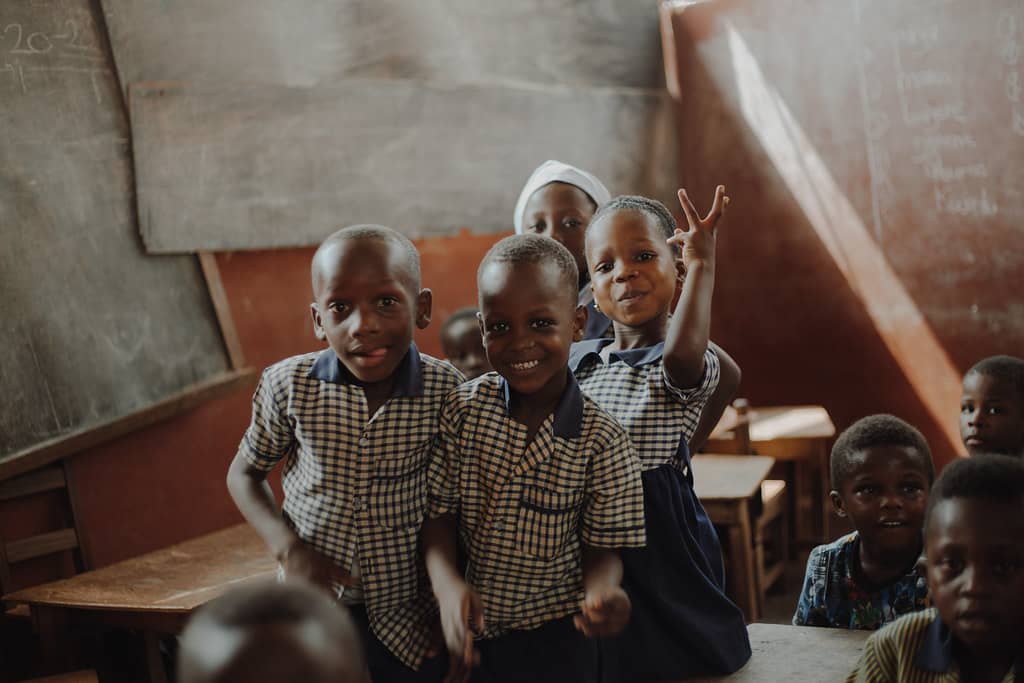 African children in classroom